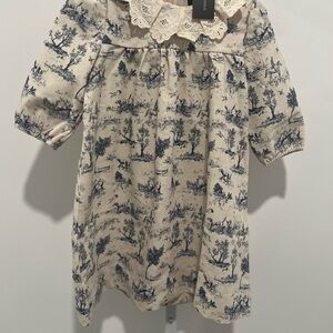 Charming Cream and Blue Kids Dress